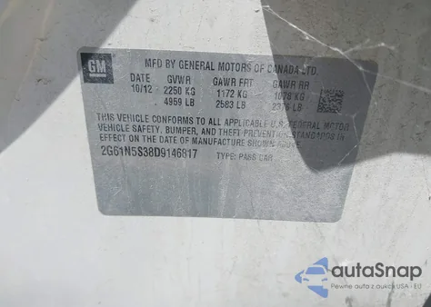 2013 Cadillac Xts Standard из США, поврежденный, VIN 2G61N5S38D9146817